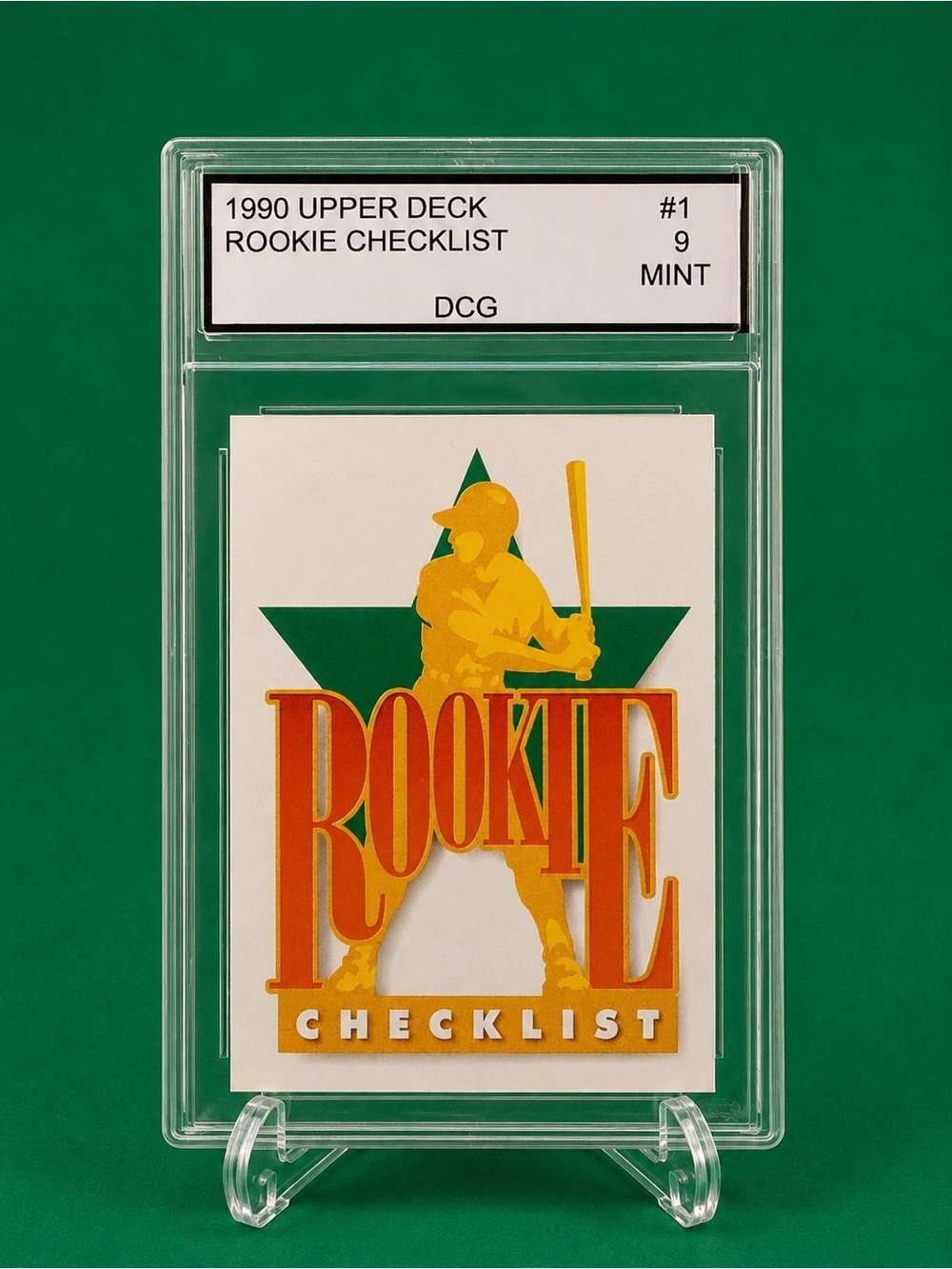 1990 Upper Deck Rookie Checklist Trading Card - Green/Yellow/Orange